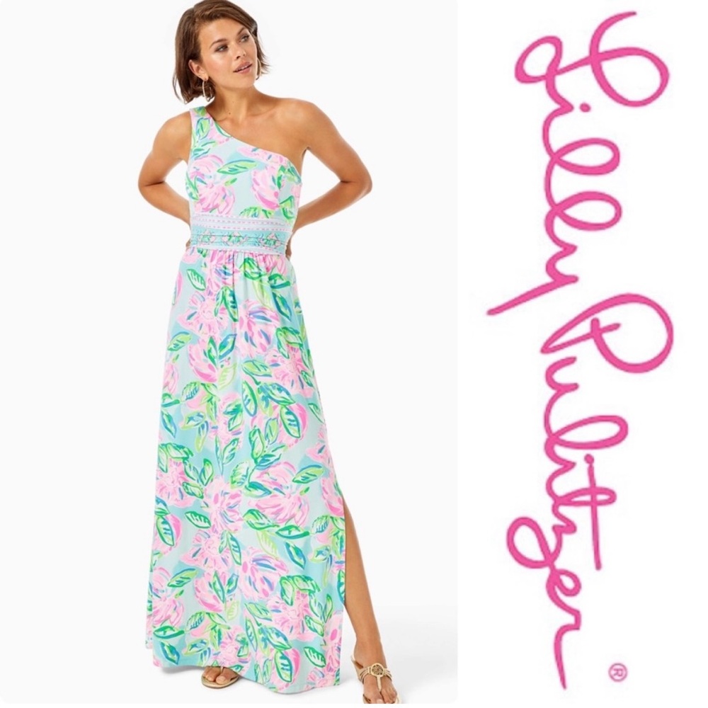 Lilly Pulitzer One-Shoulder Dress - Pink and Green Floral